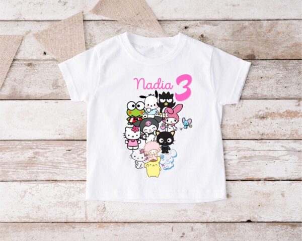 Koszulka urodzinowa bawełniana imienna Sanrio Kuromi Hello Kitty My Melody 2-8 lat - obrazek 2