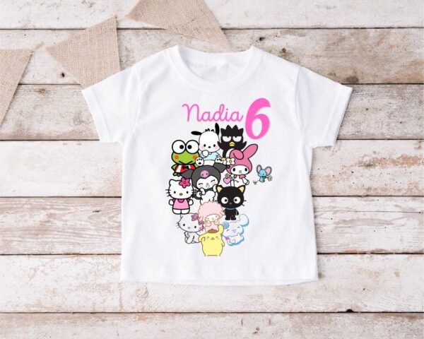 Koszulka urodzinowa bawełniana imienna Sanrio Kuromi Hello Kitty My Melody 2-8 lat - obrazek 5