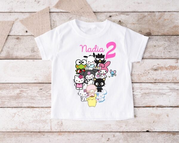 Koszulka urodzinowa bawełniana imienna Sanrio Kuromi Hello Kitty My Melody 2-8 lat