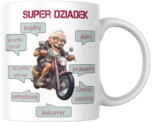 Kubek dla dziadka Super Dziadek na motorze